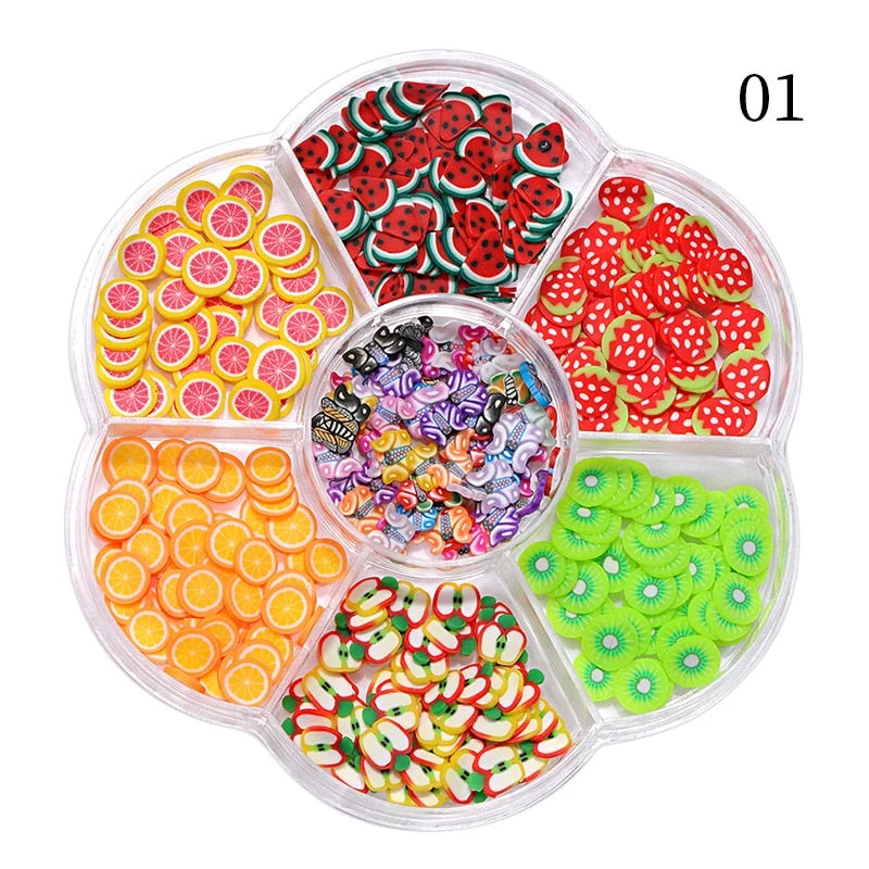 Summer 3D Fruit Tiny Slices Nails Art Decorations Mixed Sized DIY Designs Lemon Nail Accessories Women Nail Tips Manicures-Nail Inspo