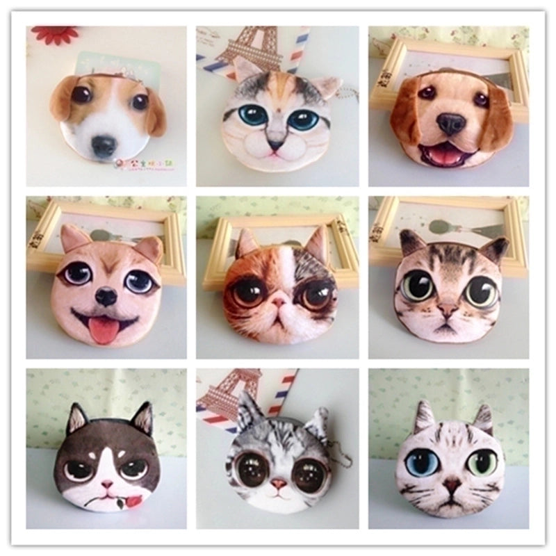 Unisex Animal Plush Zipper Coin Purses