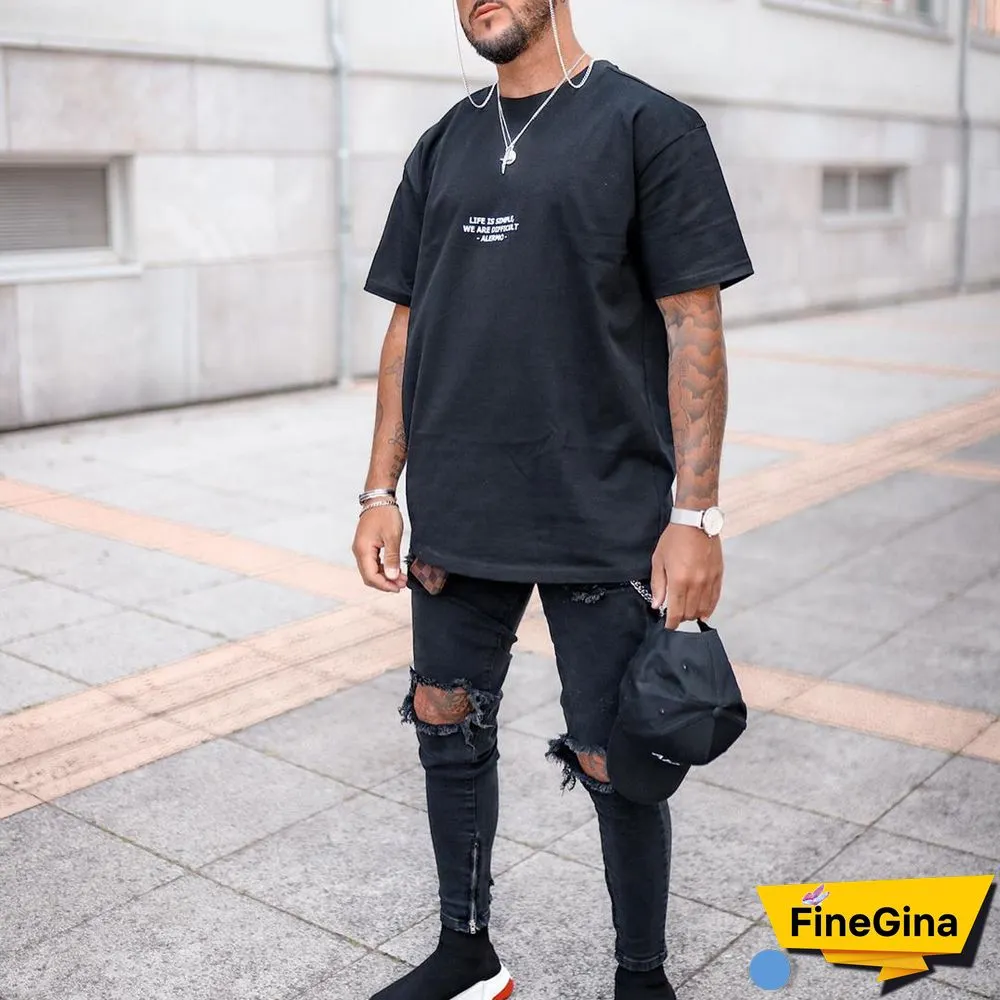 Enjoy The Journey Mens Vintage Round Neck Printed Short Sleeved T Shirts
