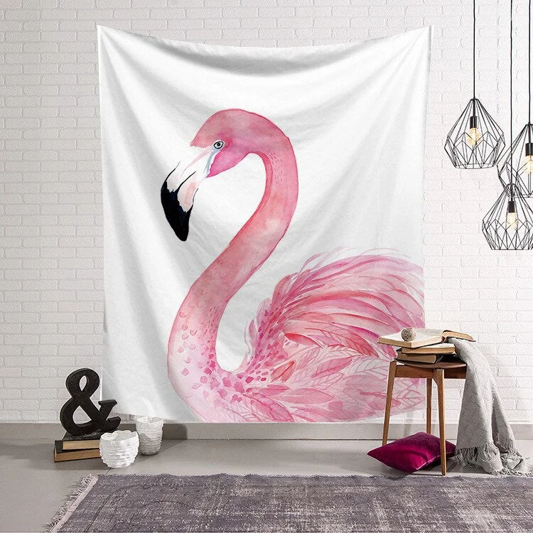Flamingo Tapestry Pink Girl Heart Bedroom Decoration Fabric Wall Background Background Fabric Home Furnishing Fabric