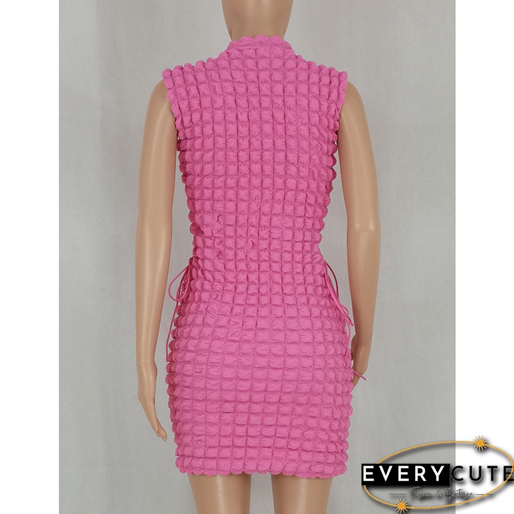 Pink Side Lace-up Sleeveless Bodycon Dress