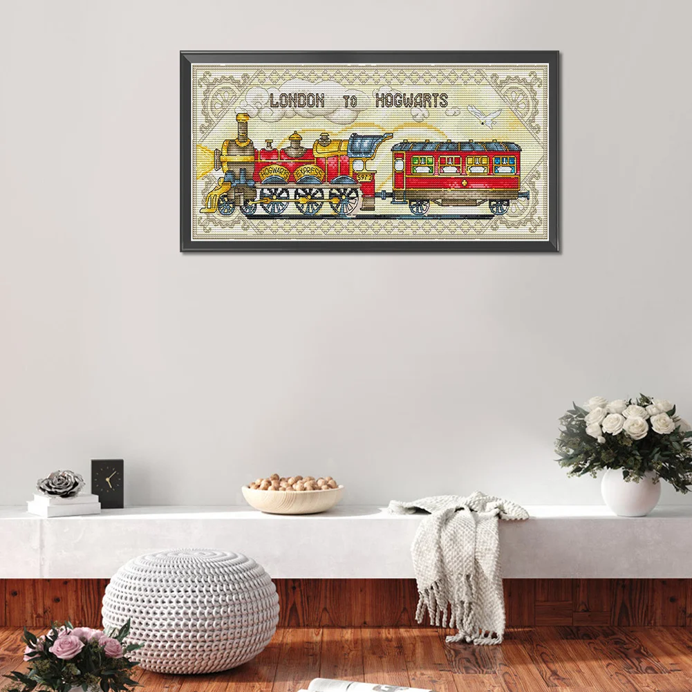 Full Counted Cross Stitch 14CT - London to Hogwarts(44*19cm)