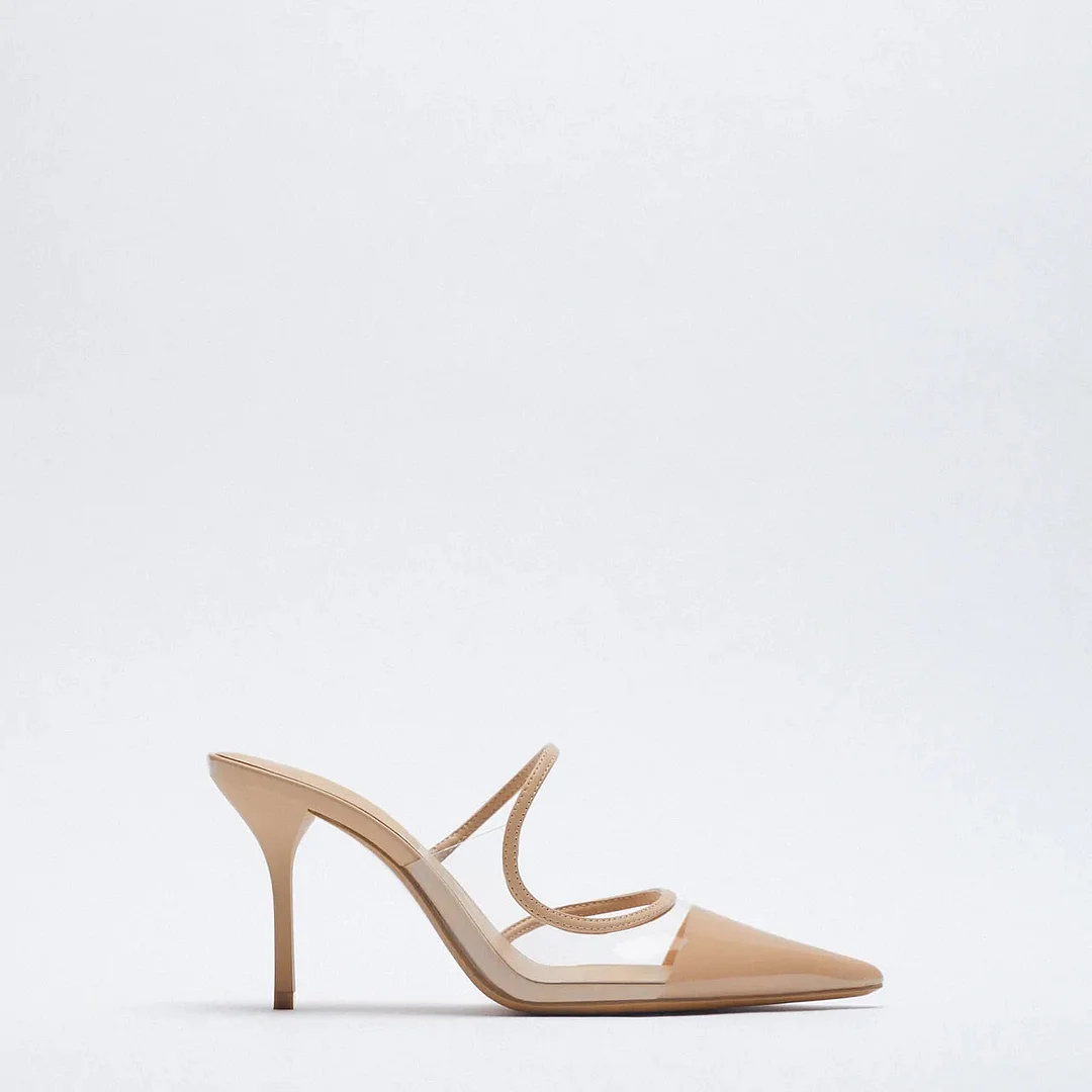 LMCAVASUN New spring women's shoes elegant high heels Paneled pointed toe stiletto sandals