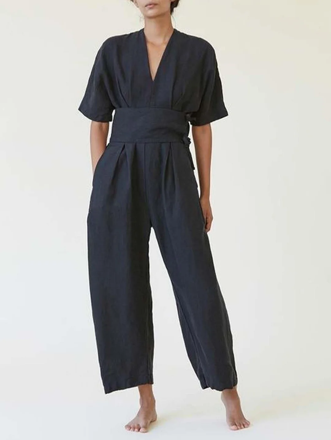 Giveaway Vintage Belted Linen Jumpsuit