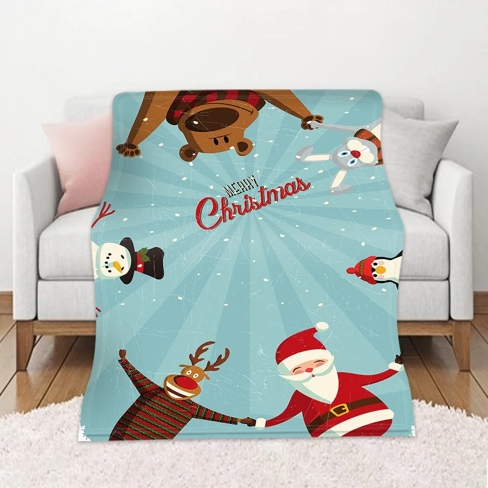 Christmas Blanket Winter Warm Decorative Sofa Living Room Rest Bed To Sleep Flannel Printed Pattern Home Blanket