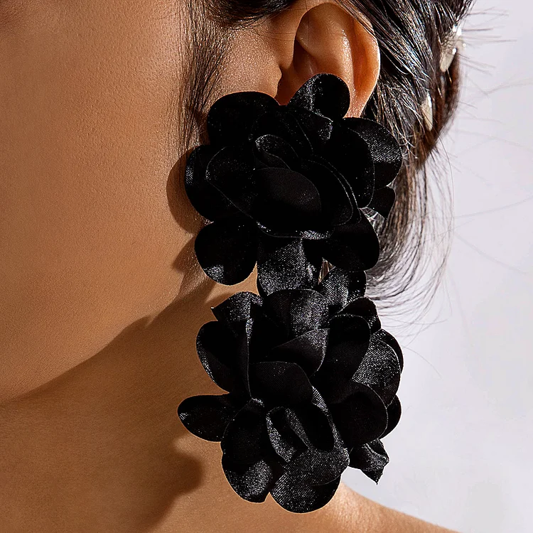 Vacation Cloth Large Flower Shaped Earrings