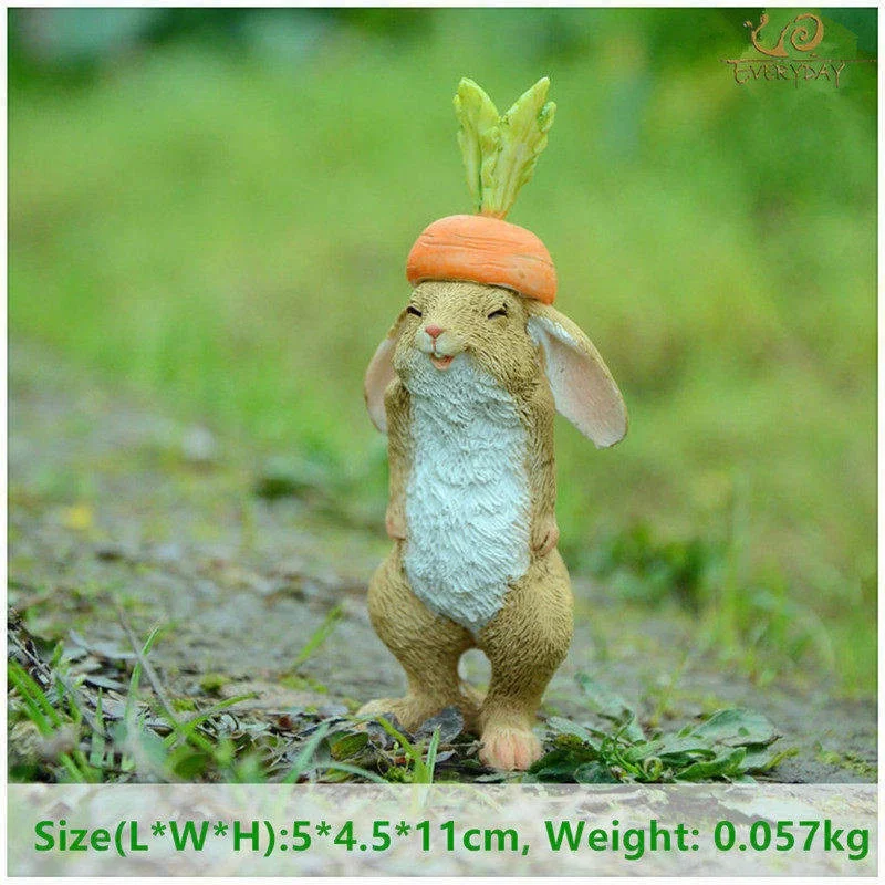 Everyday Collection Easter Decorations for Home Cute Rabbit Figurines Miniature Tabletop Ornaments Fairy Garden Thanksgiving