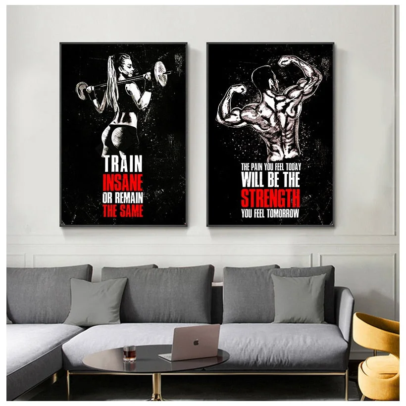 Muscle Bodybuilding Fitness Motivational Quotes Art Canvas Painting Poster Wall Picture Print for Home Gym Office Decor