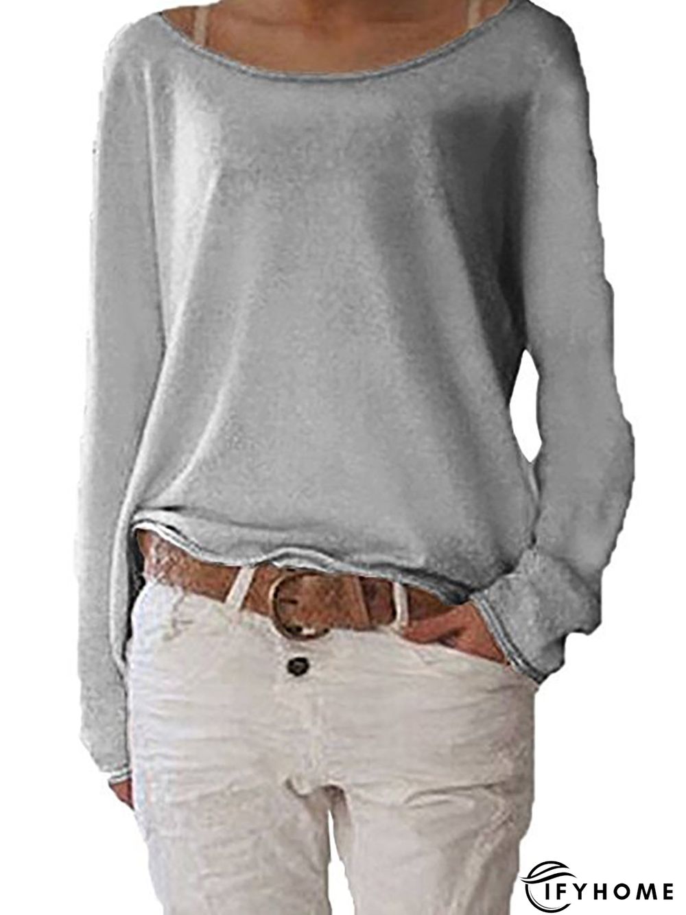 Long Sleeve Crew Neck Cotton T-shirt | IFYHOME