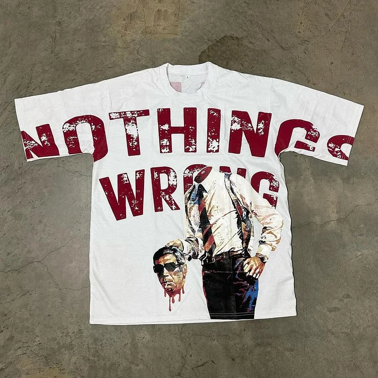 Vintage Nothing Wrong Die Alone Graphic Print Cotton T-Shirt