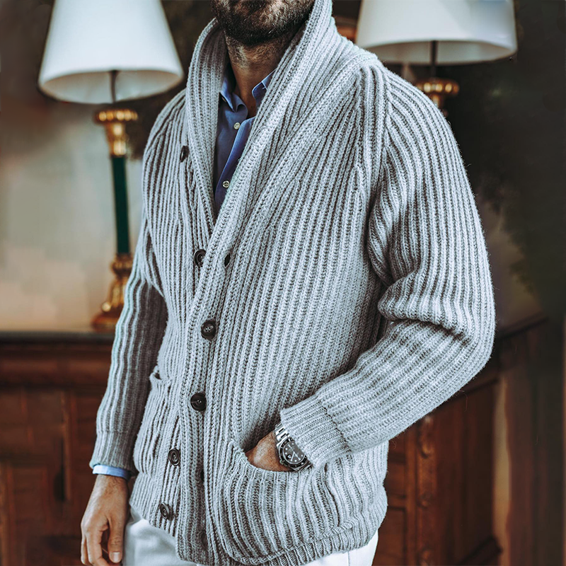 Men's Lapel Vintage Casual Wool Sweater
