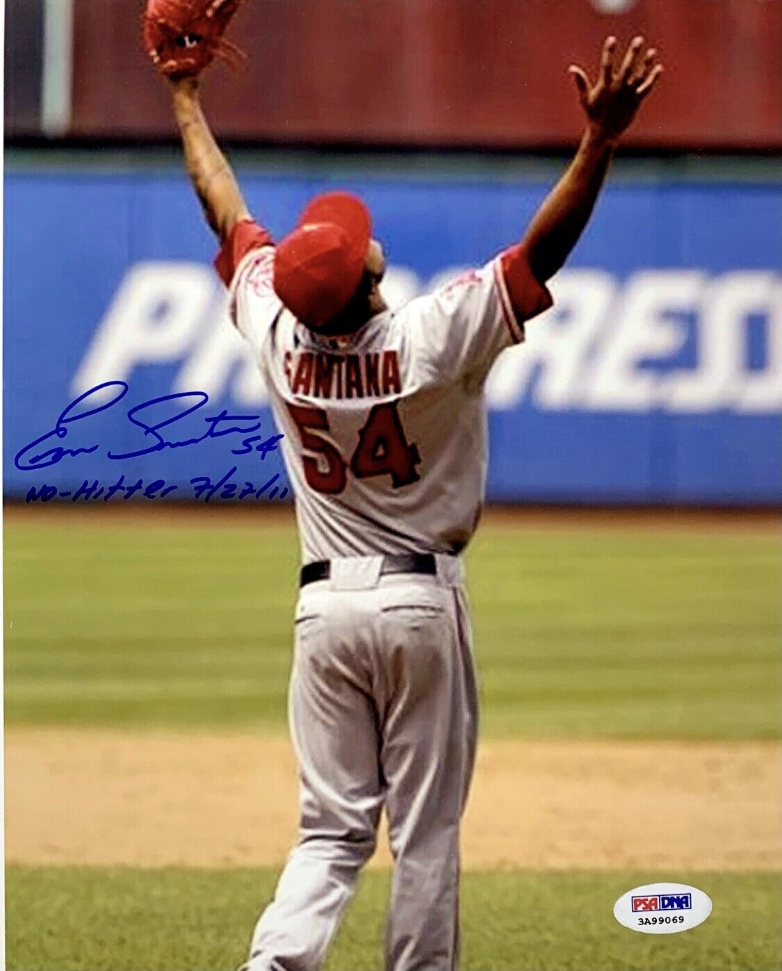 Ervin Santana Signed Baseball 8x10 Photo Poster painting Angels PSA 3A99069 w/ Inscription