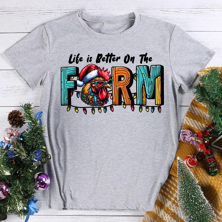 life is better on the farm Round Neck T-shirt-0021040-Annaletters