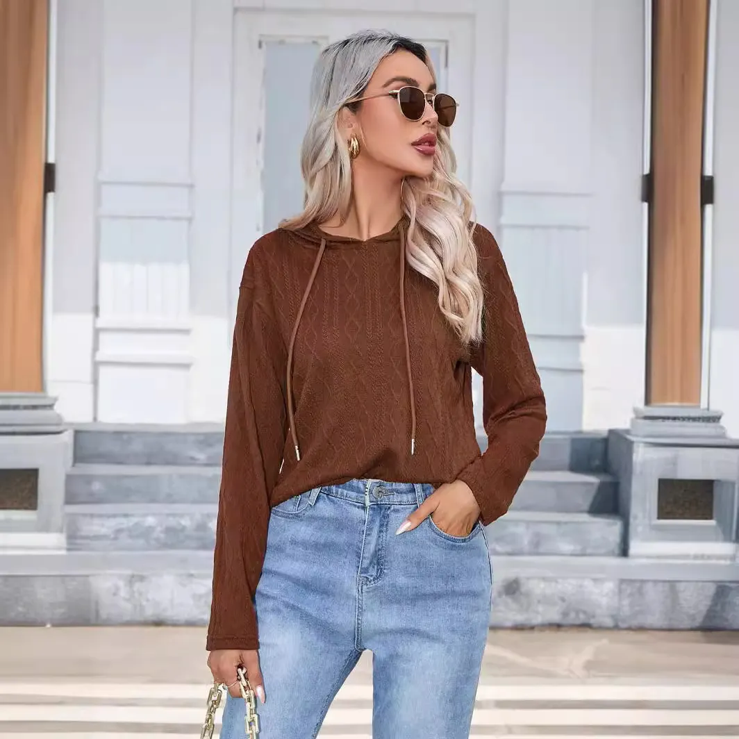Churchf Women's Station Hot Style Autumn And Winter Knit Hoodie Sweater