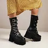 Punk Martin Boots Women High Heel Motorcycle Shoes
