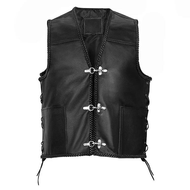 Men's Black Leather Vest