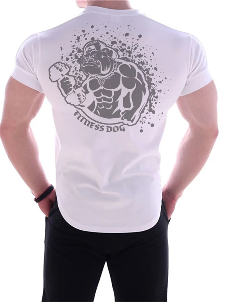 Men's Summer Sports Quick Dry Round Neck T-shirt Large Size Printing Short-sleeved Tight Running Fitness Training Tops | 168DEAL