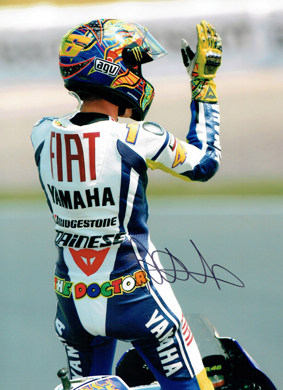 VALENTINO ROSSI Autograph SIGNED HUGH 16x12 Yamaha Celebration Photo Poster painting AFTAL COA