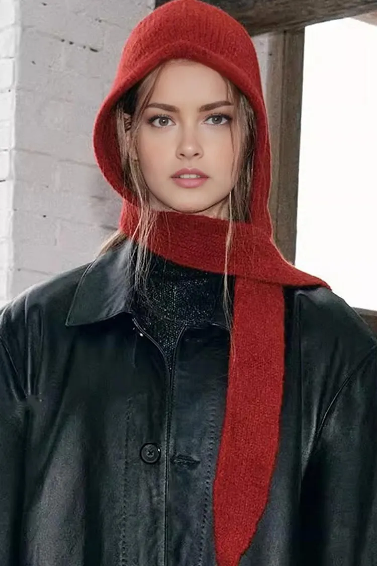 Solid Color Knitted Scarf Hat
