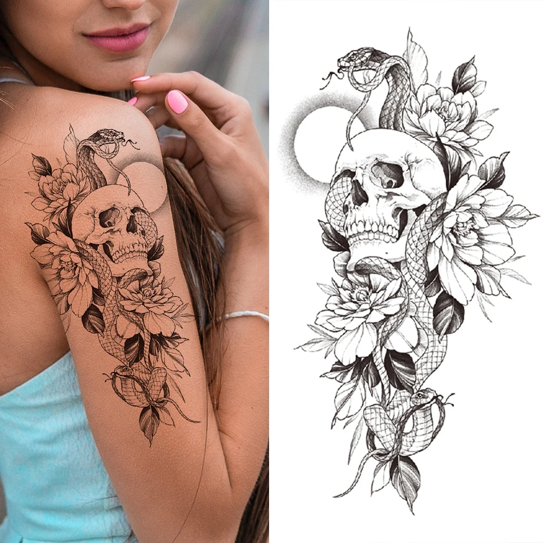 Crown Lion Cross Temporary Tattoos For Men Women Tiger Demon Rose Forest Fake Tattoos Forearm Thigh Half Sleeve Tatoos Stickers