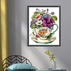 (Stamped/Counted) Flowers In Tea Cup - 18CT Cross Stitch 20*25cm/7.87*9.84in