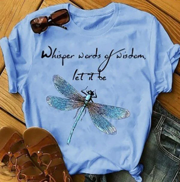 women letter dragonfly print short sleeve t shirts p112484