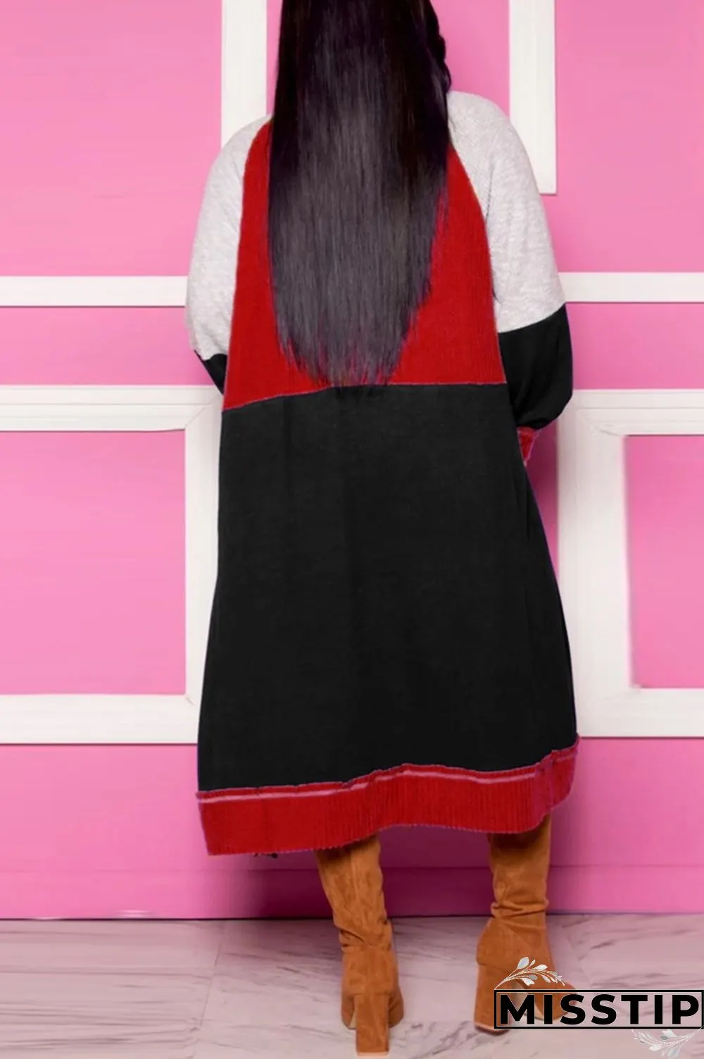 Black Fashion Simple Stitching Cashmere Cardigan