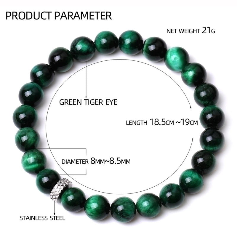 Minimalist Round Natural Stone Elastic String Titanium Steel Woven Chain Bracelets In Bulk