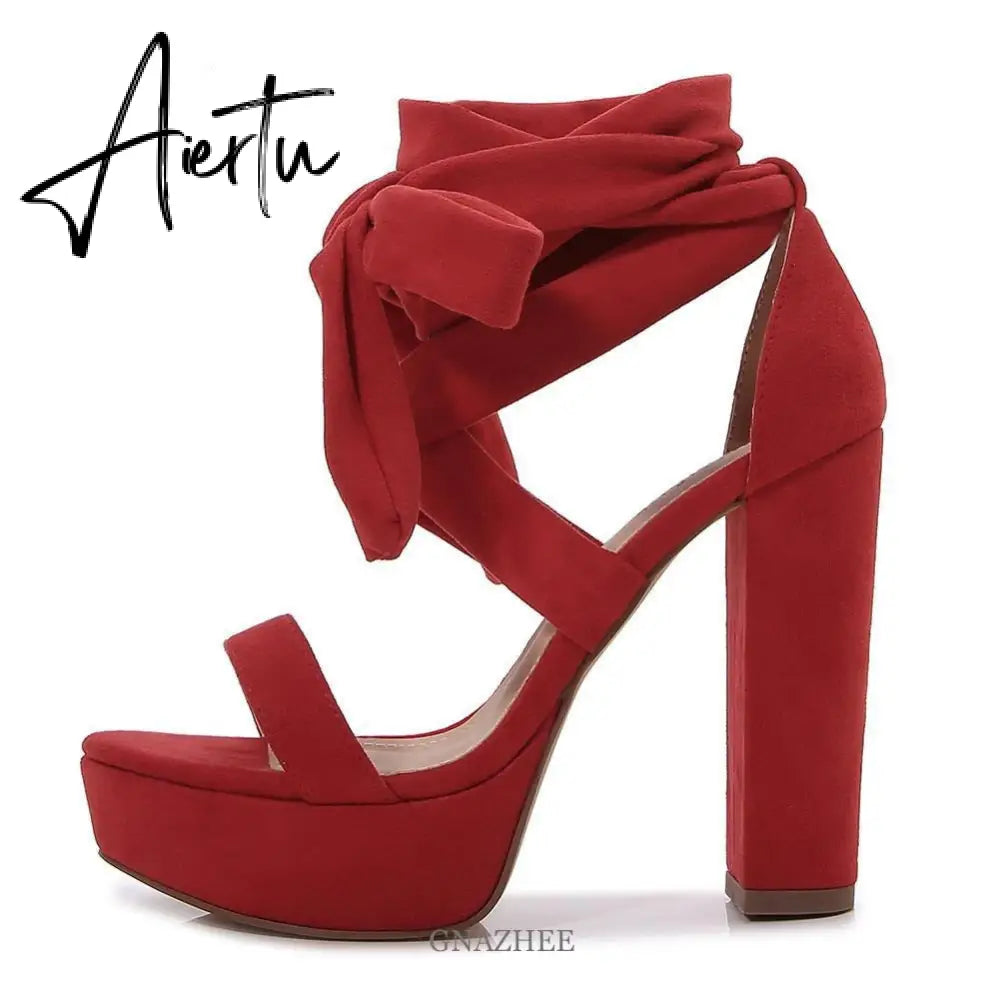 High Heels Chunky Block Platform Heels For Women Strappy Gladiator Sexy Open Toe Heels Dressy Pumps Sandals Shoes Aiertu
