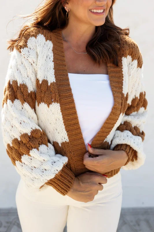 Winter Bubble Stripe Contrast Color Sweater Cardigan