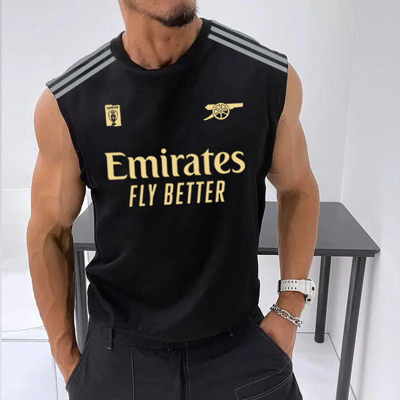 Men's Football Team Logo Print Jersey Casual Fitness Sleeveless Vest / TECHWEAR CLUB / Techwear