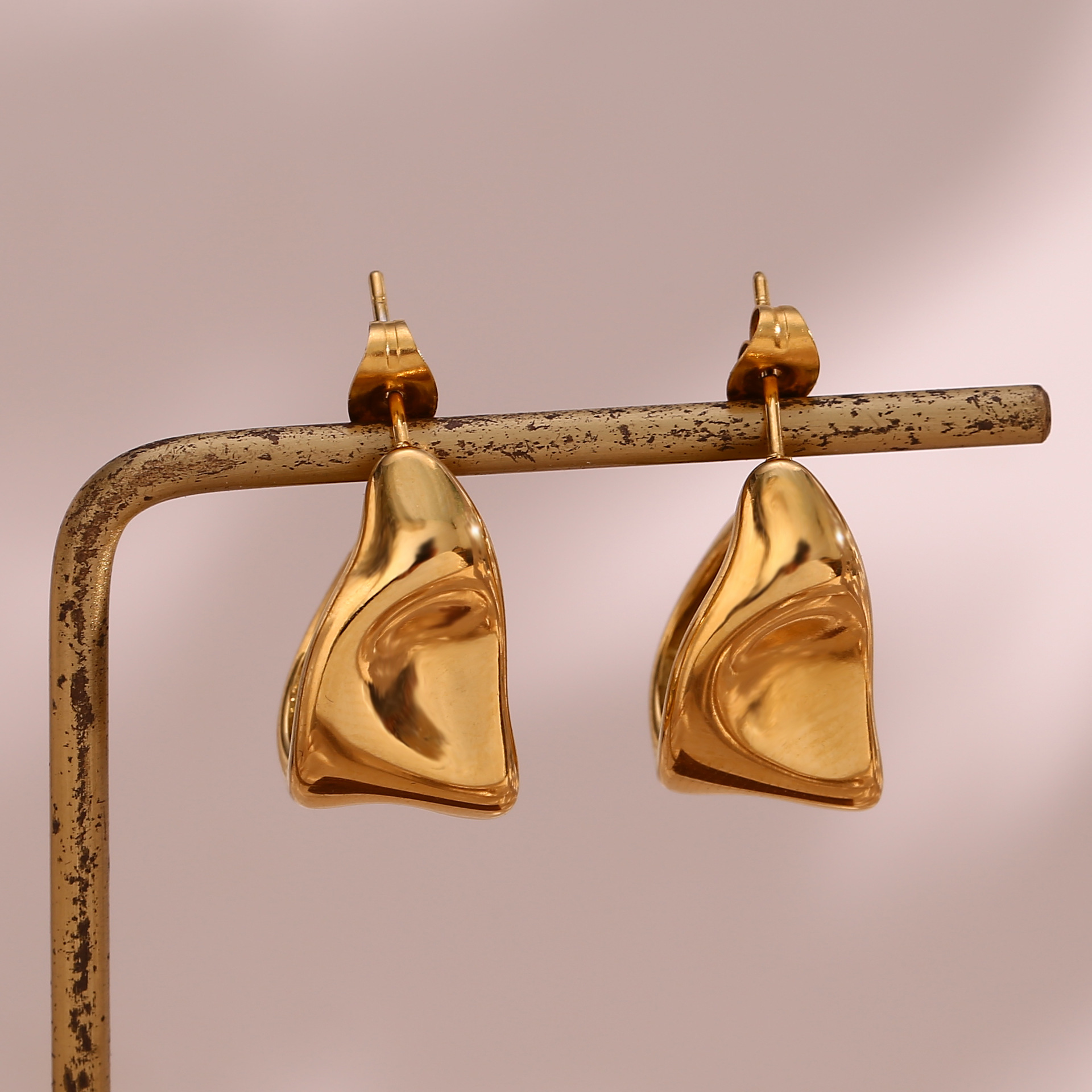 Fashion Irregular Geometric Stainless Steel 18K Gold Plated Earrings