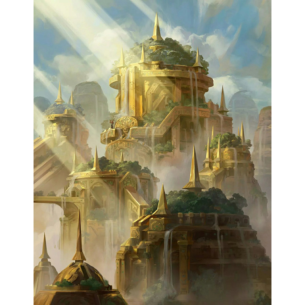 

40*50CM - Round Drill Diamond Painting - Castle Tower Spire, 501 Original
