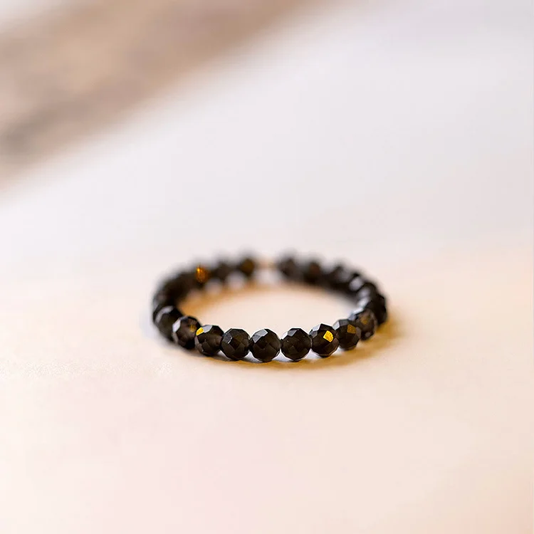 Olivenorma Extra Fine 3mm Faceted Obsidian Bead Ring