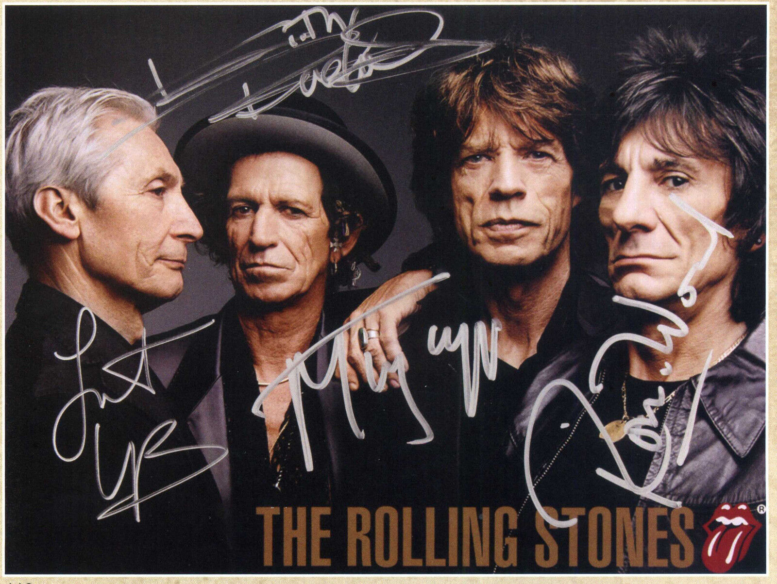 ROLLING STONES Signed Photo Poster paintinggraph - Jagger / Richards / Wood / Watts - preprint