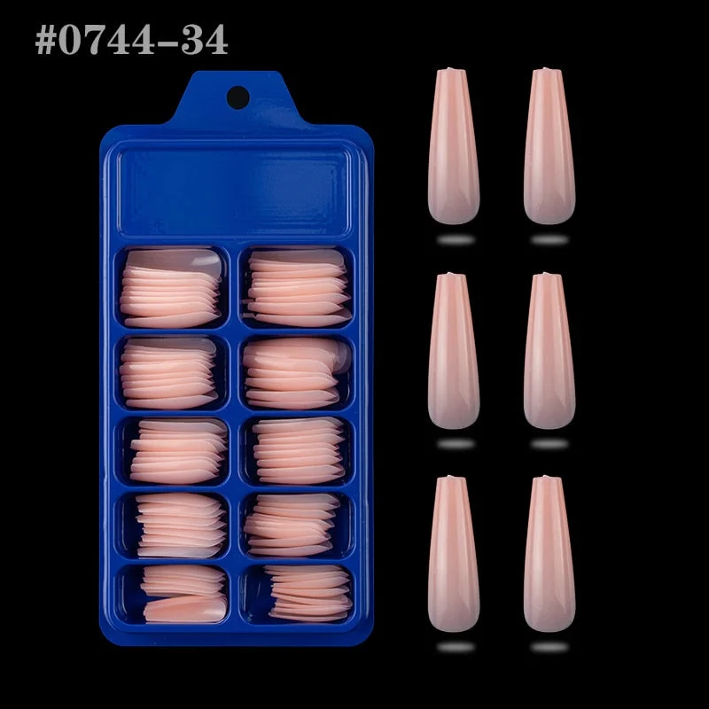 Lamemoria 100/500pcs/opp/box Fake Nails Coffin Nail Tips Press on Nails Natural Clear Long Ballerina DIY False Nail Full Cover-Nail Inspo