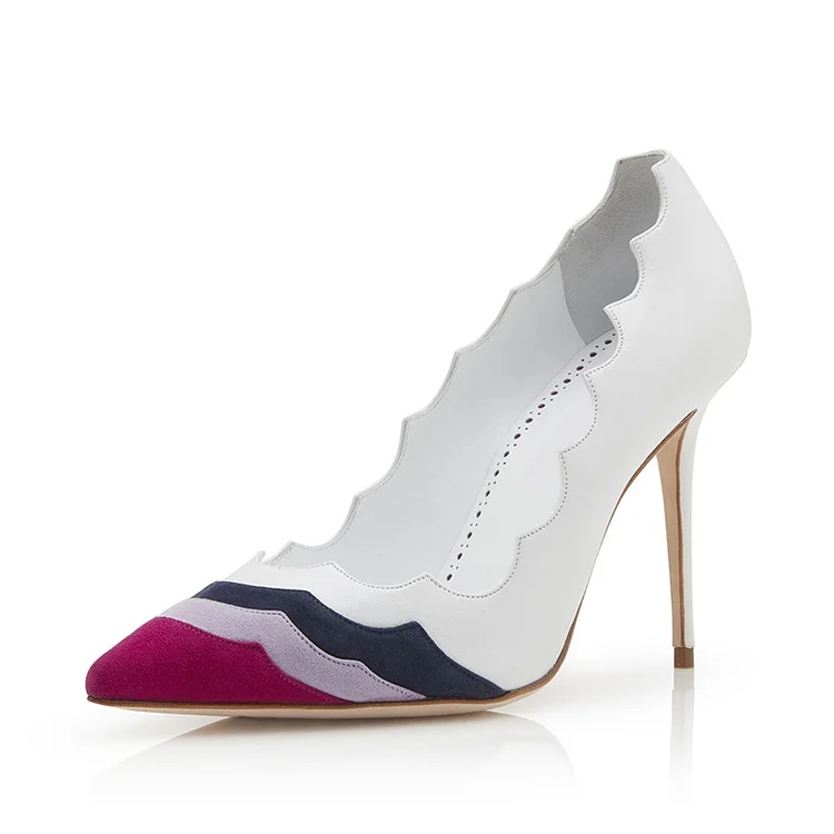 Multicolor Stiletto Heels Pointed Toe Curvy Patchwork Pumps Shoes |FSJ Shoes