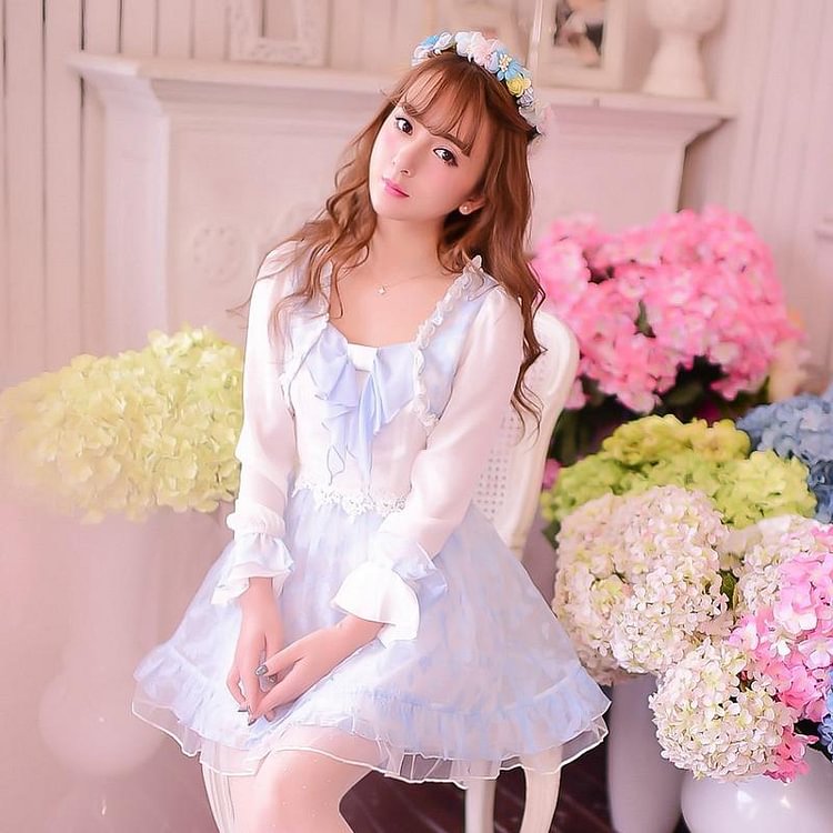 S/M/L Little Blue Fairy Lace Dress SP153420
