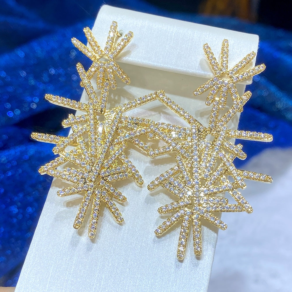 Women's Copper Cubic Zirconia Classic Luxury Firework Earrings | 168DEAL