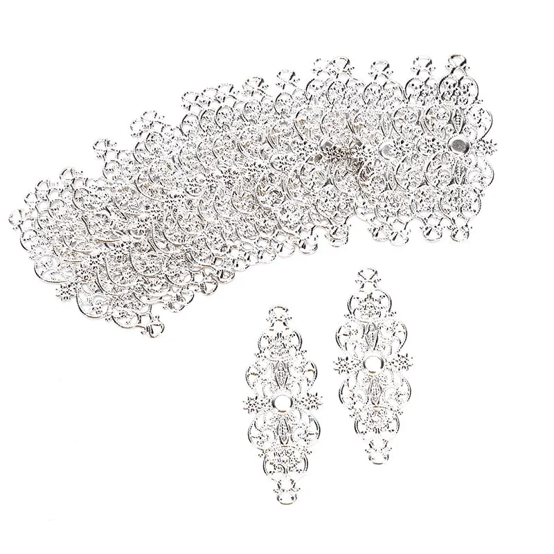 30/20/10 DIY Jewelry Earrings Stud Pin Filigree Flower Wraps Connectors DIY Jewelry Making Accessories Metal Crafts Decoration