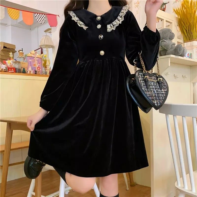 Gothci Velocity Velvet Dark Lolita Dolly Dress Novameme