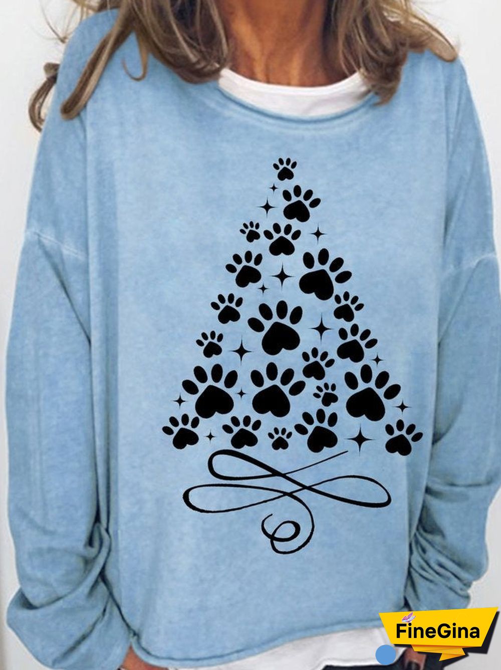 Blue Print Round Neck Top