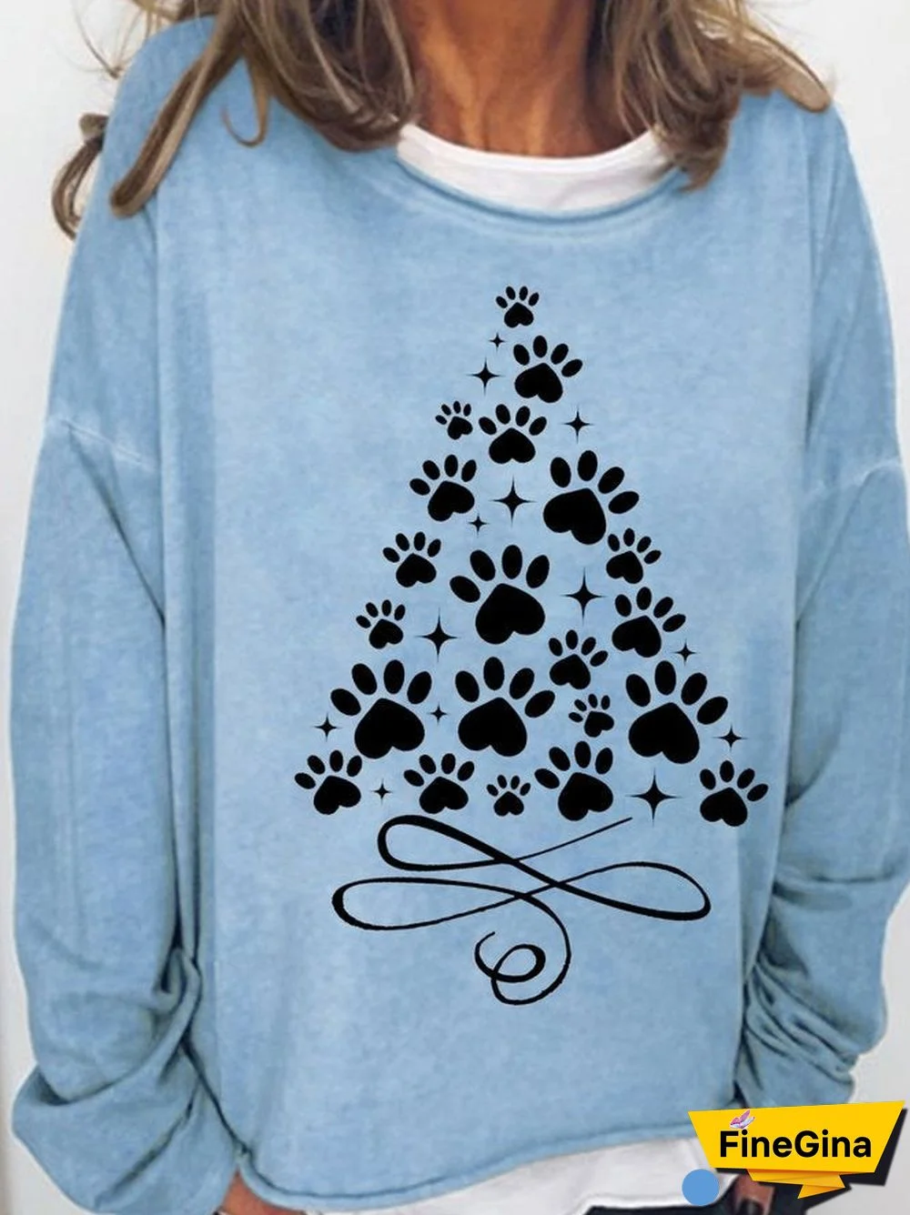 Blue Print Round Neck Top