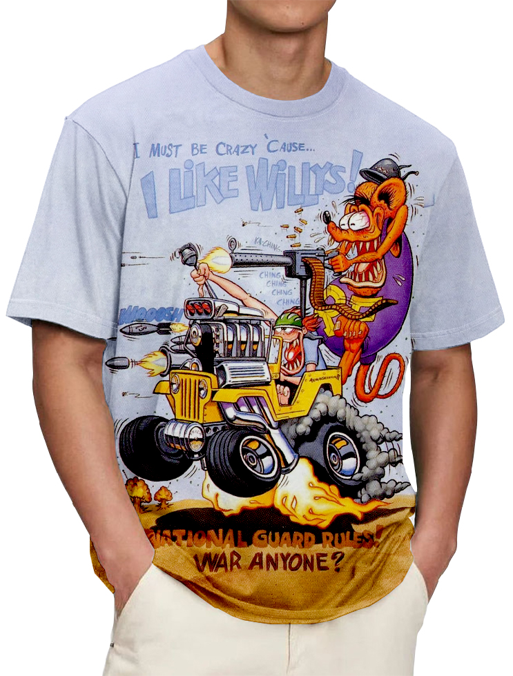 Men's Retro Modified Car Rat Short Sleeve T-Shirt PLUSCLOTHESMAN