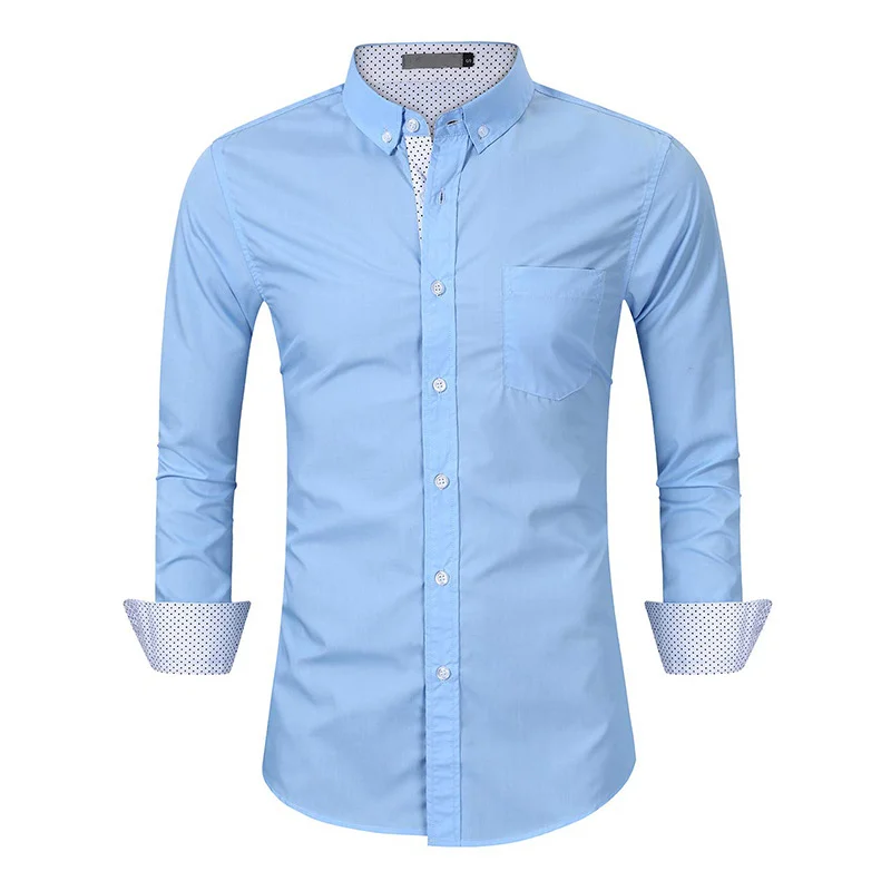 Men Long Sleeve Office Casual Button Social Shirt