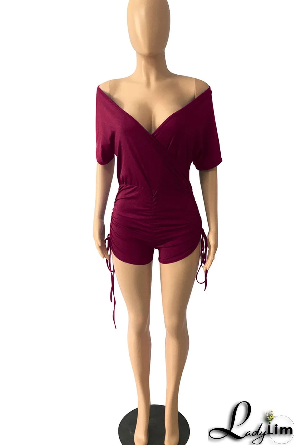 Royal Blue Sexy Solid Split Joint V Neck Regular Jumpsuits