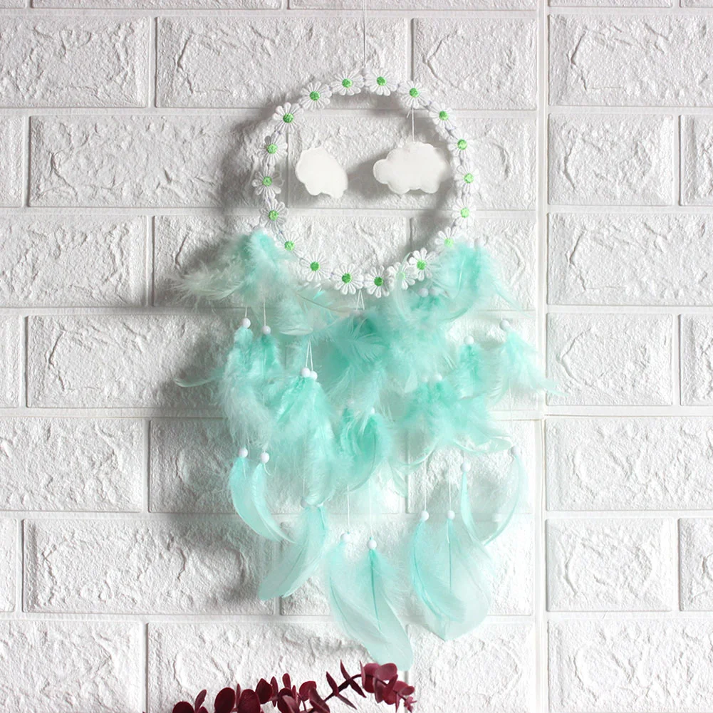 LED Flower Cloud Feather Dreamcatcher String Light Decorative Lamp (Green)