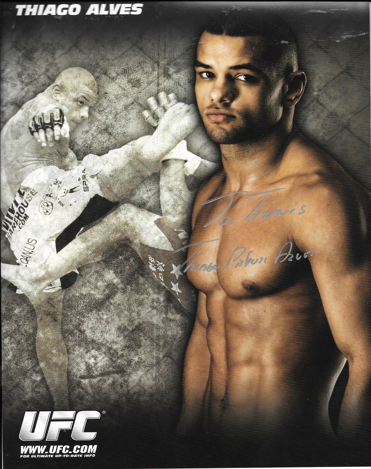 WILSON GOUVEIA & THIAGO ALVES RARE UFC SIGNED Photo Poster paintingS