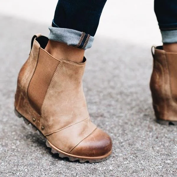 Women Winter Slip On Wedge Boots