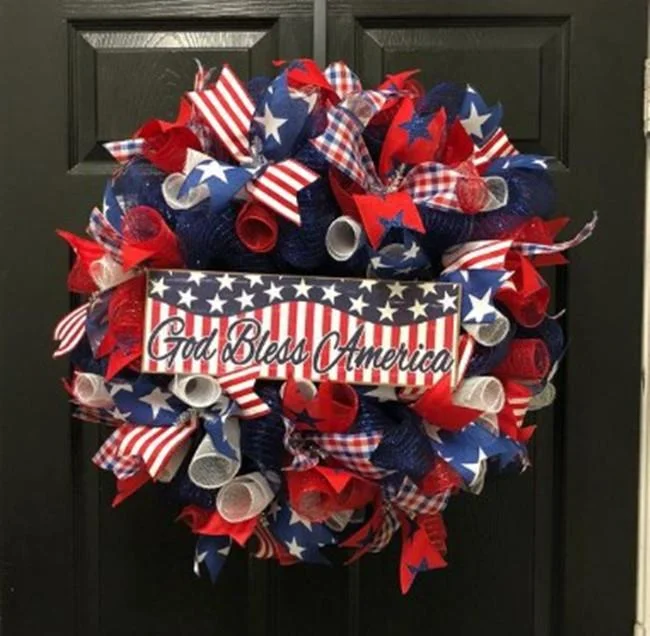 Independence Day Wreath- God Bless America-Annaletters